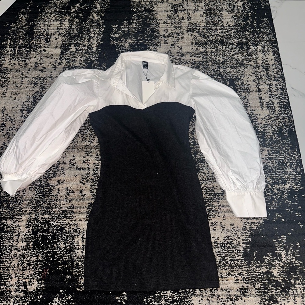 SHEIN Black and White Long Sleeve Dress